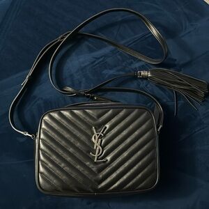 Authentic Lou Medium YSL Zip Leather Shoulder Bag